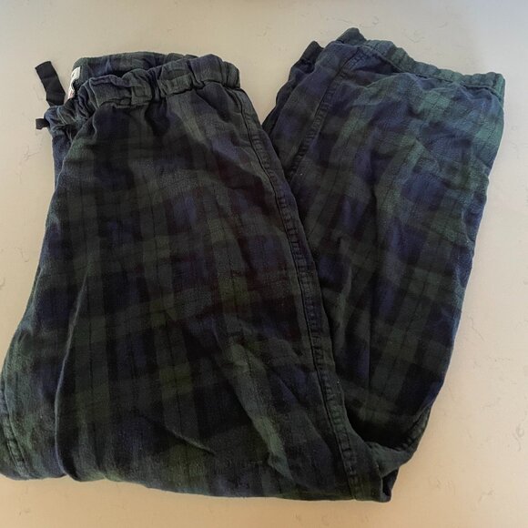 J. Crew Factory Plaid Flannel Pajama Pants in Green and Navy, Size Medium - Picture 1 of 4